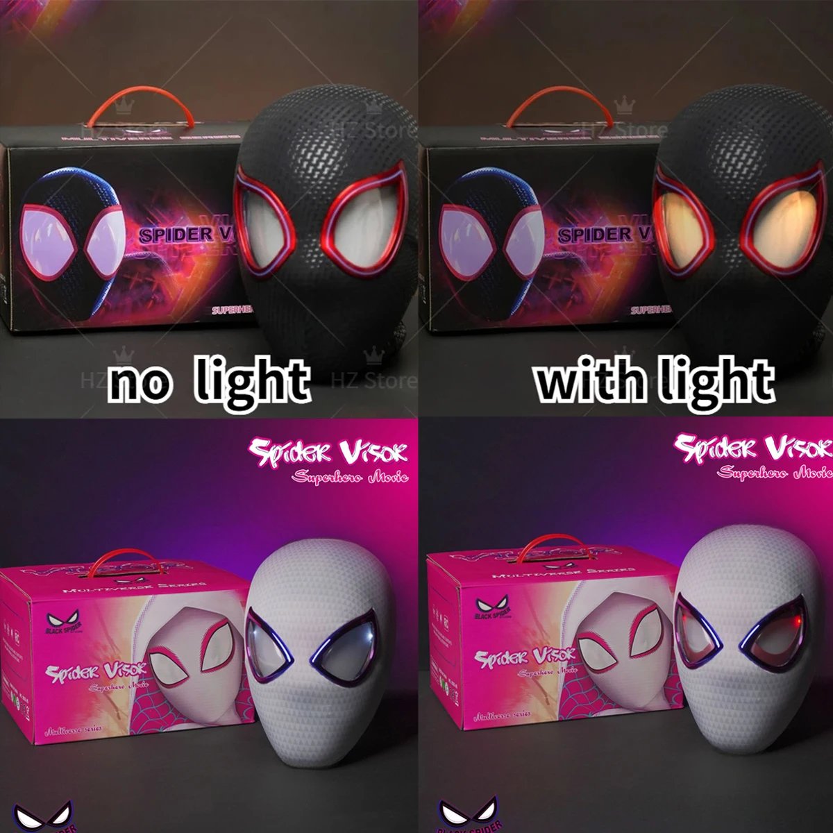 1:1 Miles Morales Mask with Movable Eyes Mascara Electric Gwen Spider Helmet Ring Control Halloween Cosplay Mask Toy Man Gift