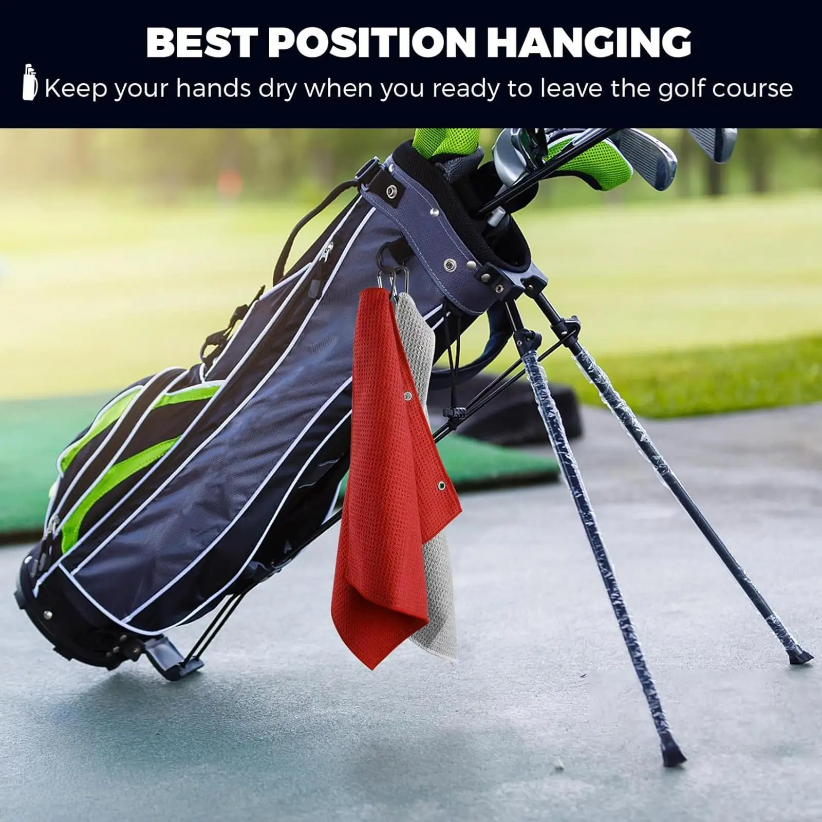 Portable Golf Club Cleaning Towel Polyester Soft Wiping Cloth for Sport Golf Bag Training Tool