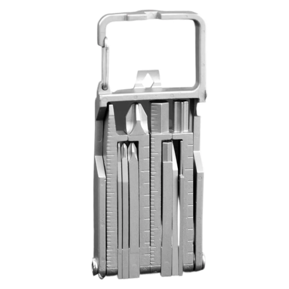 Outdoor Multitool Keychain 13 in 1 Includes Screwdrivers Knives and Ruler for Photographers and Maintenance Needs