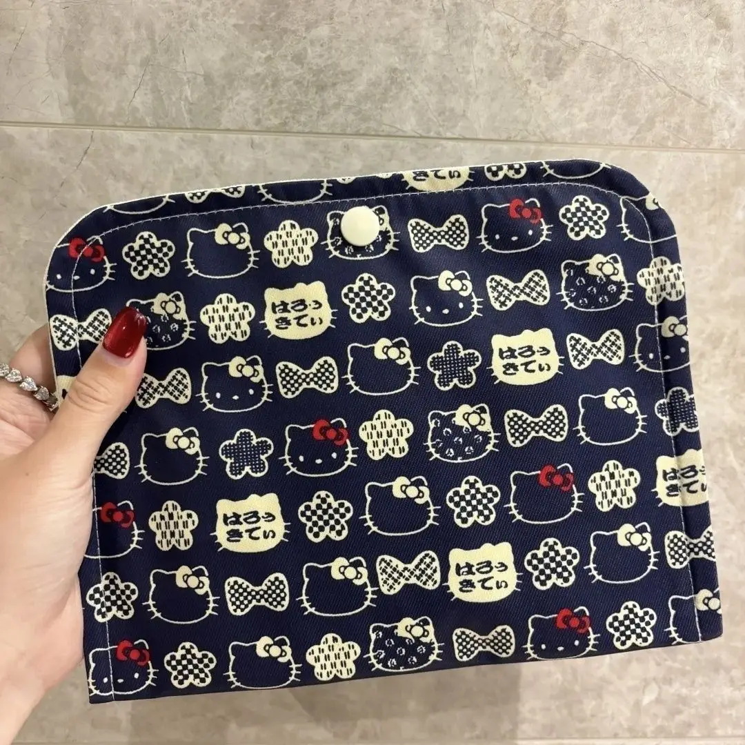 Hello Kitty Storage Bag Miniso Anime Layering Sundries Certificate Clutch Bag Portable Inner Liner Storage Canvas Bags Gift