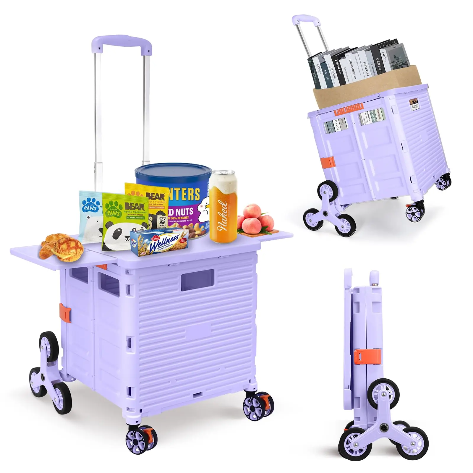 SELORSS Large Capacity Foldable Utility Cart Outdoor Portable Shopping Carts Vegetable Basket Cart for Camping Shopping Storage