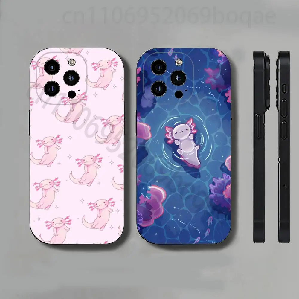 

Cartoon Cute Axolotl Slim Back Phone Case for iPhone 17,16,15,14,13,12,11 Pro,Max,Plus,X,XS,XR,SE,Mini Protective Cover