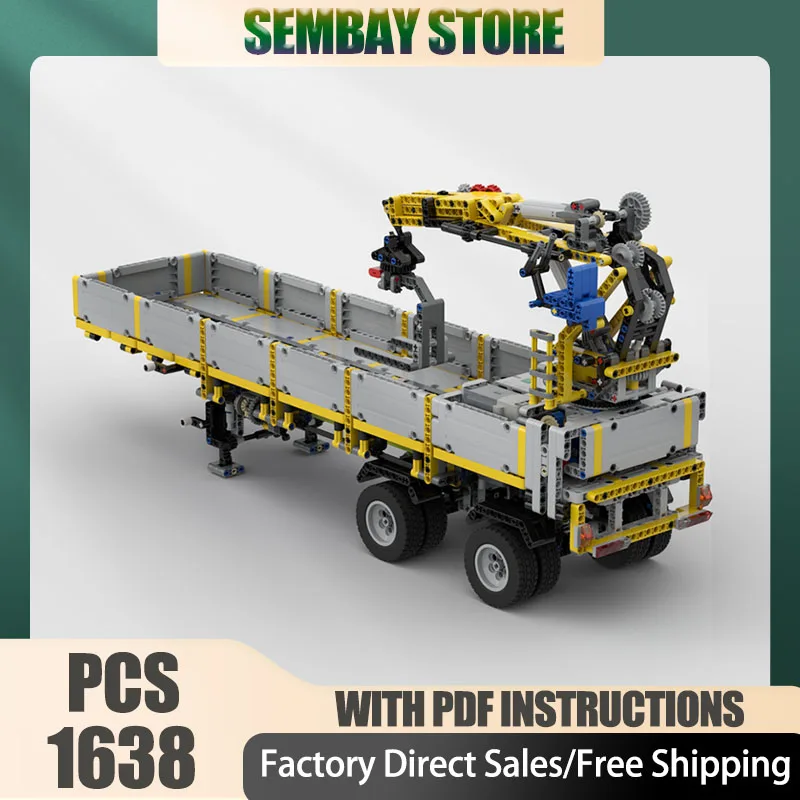 

Urban Truck Model Moc Building Bricks Modular Stone Trailer Model Technology Blocks Christmas DIY Toy Construction Set Gifts