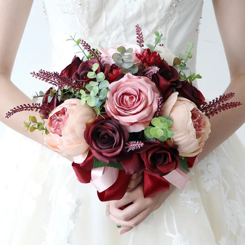 European-style bride bouquet bridesmaid group holding flower studio photography props wedding arrangement