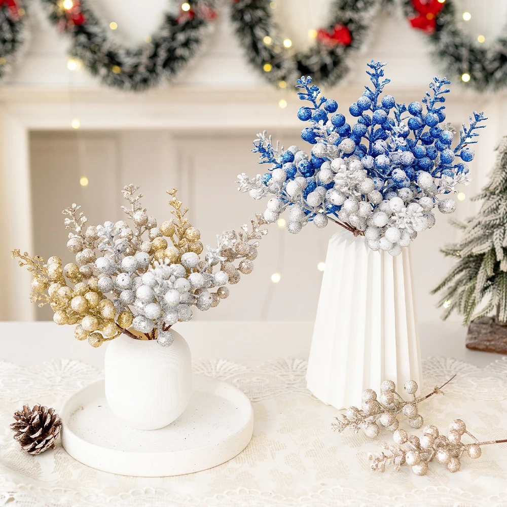 5/10 Stück 21 cm Schneewittchen Künstliche Beerenzweige Weihnachtsbaumdekoration für Weihnachtskranz Home Decor Geschenke 2026 Partyzubehör – Detail 5
