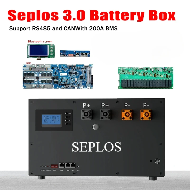 Seplos Version 3.0 DIY Kits 48V 280ah LiFePO4 Battery Case 51.2V Box BMS Smart Active Balance Equalizer 2A for Solar Energy