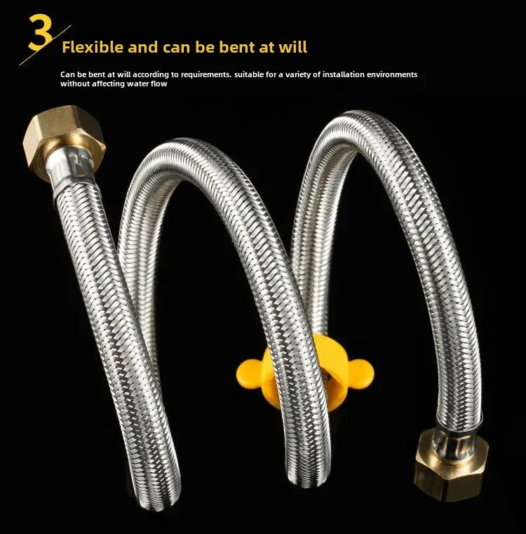 

304 Stainless Steel Braided Hose Toilet Water Heater Wash Basin Water Pipe Hose Angle Valve Hose