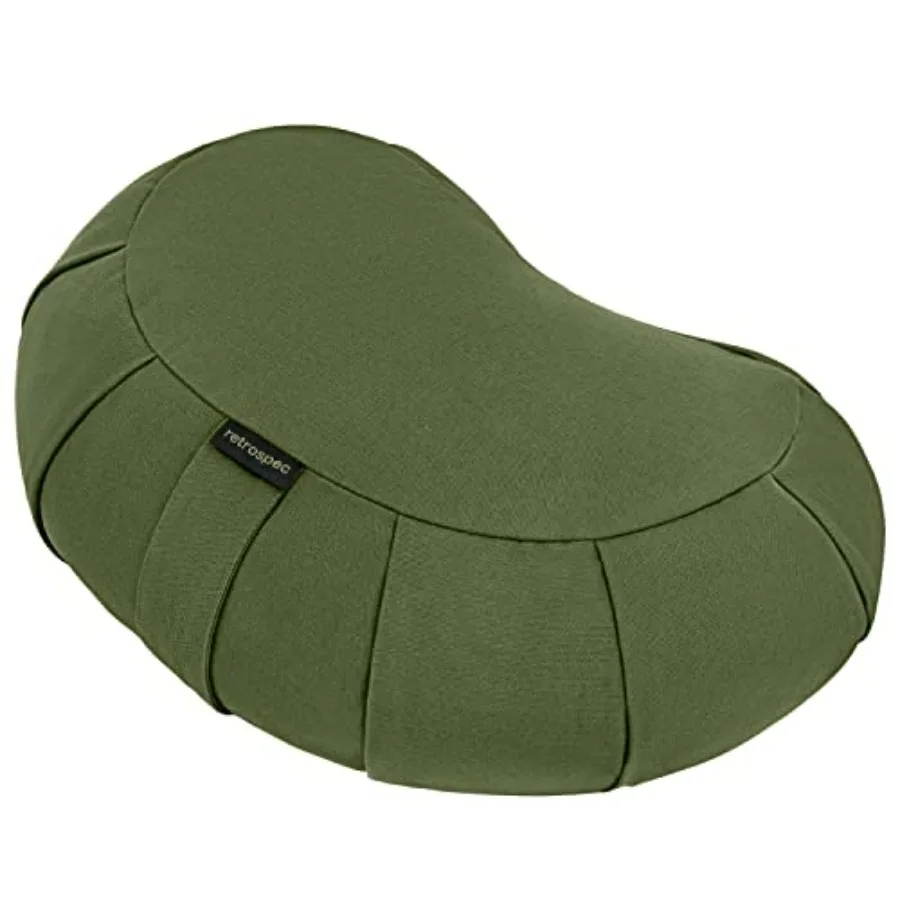 Sedona Zafu Meditation Cushion with Buckwheat Hull Fill - Adjustable Yoga and Pilates Equipment Support - 17in Crescent Cotton