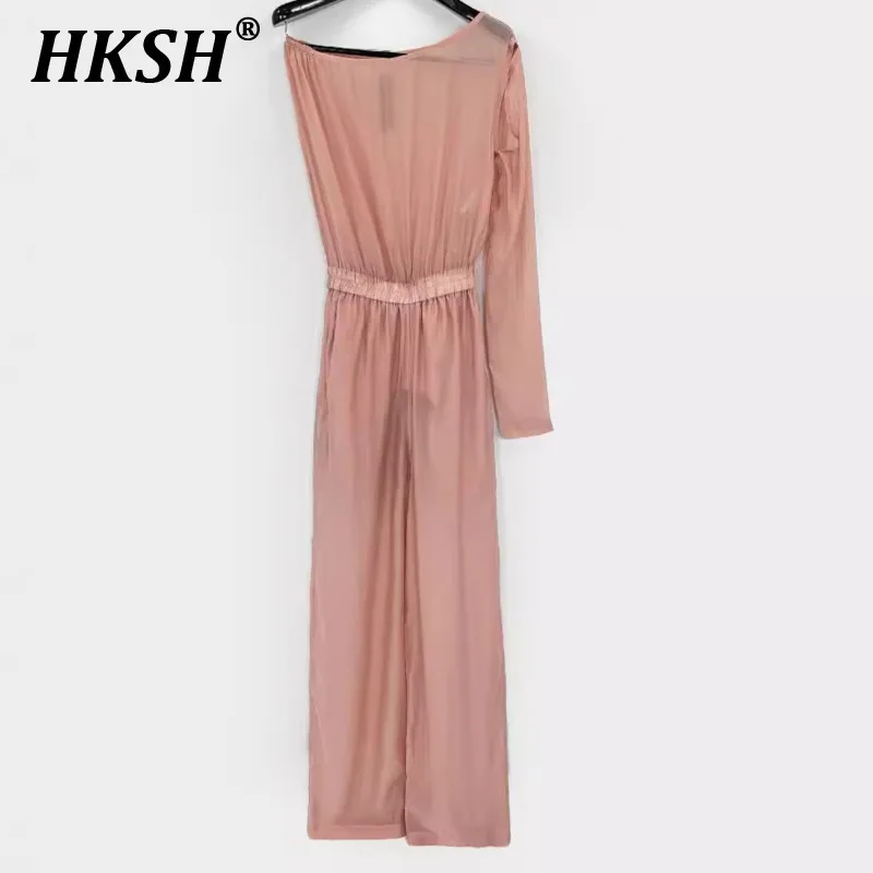 

HKSH Summer New Women's Tide Chic Original Design Fashion Elegant Solid Color Single Shoulder Long Sleeve Casual Jumpsuit HK5443