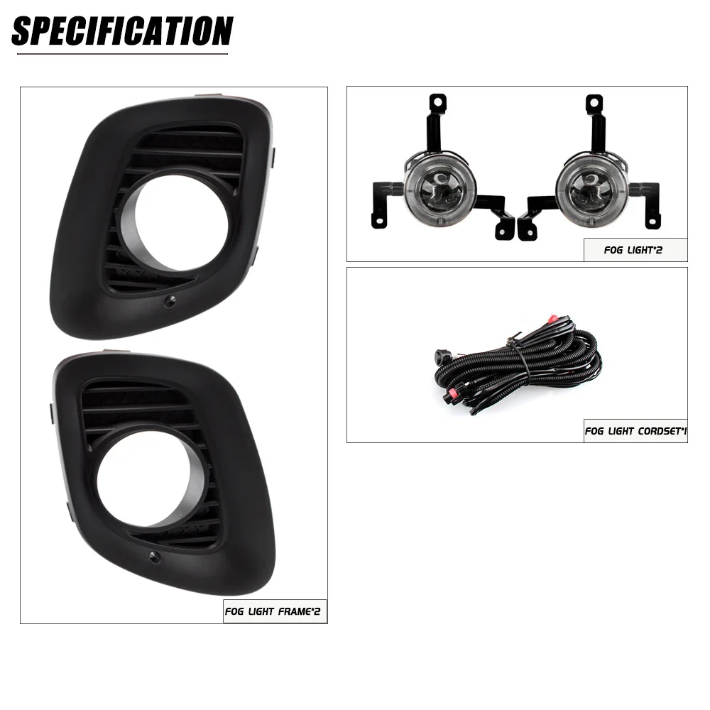 

July King Car Fog Lamp Assembly Compatible for Kia Picanto 2016-2019, 4300K Halogen Fog Lamp Blub + Cover + Harness