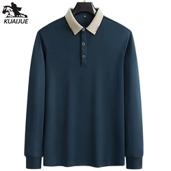 polo shirt men M-7XL 8XL 9XL autumn new Men's Long sleeve polo shirt Solid color Middle age business casual mens polo shirt A92