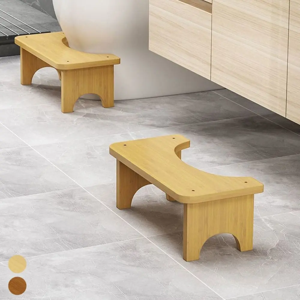 

New Non-Slip Bamboo Toilet Stool Stable Practical Footstool Durable Potty Seat Older