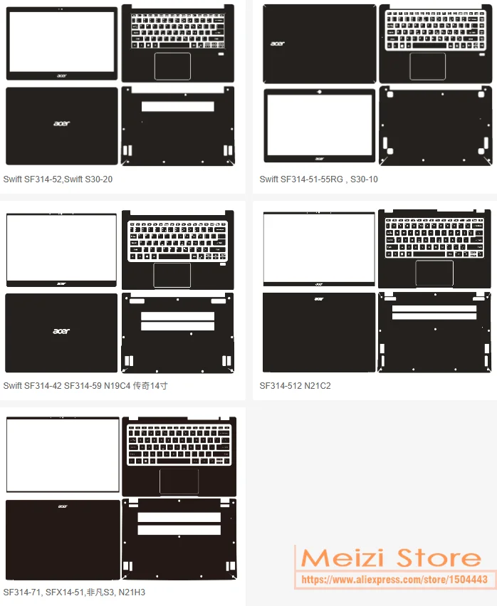 Full Body Laptop Vinyl Decal Cover Sticker Protector For Acer Swift 3 14  SF314 59 58 57 56 55 54 53 52 512 511 510 51 43 42 41