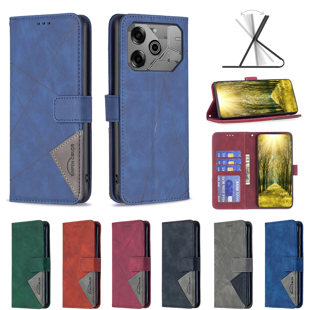 

24*Prismatic Anti-fall Leather Wallet Flip Phone Case For Tecno Camon 30 4G/5G POVA6 Pro Plus Premier SPARK 20/20C GO 2024 POP 8