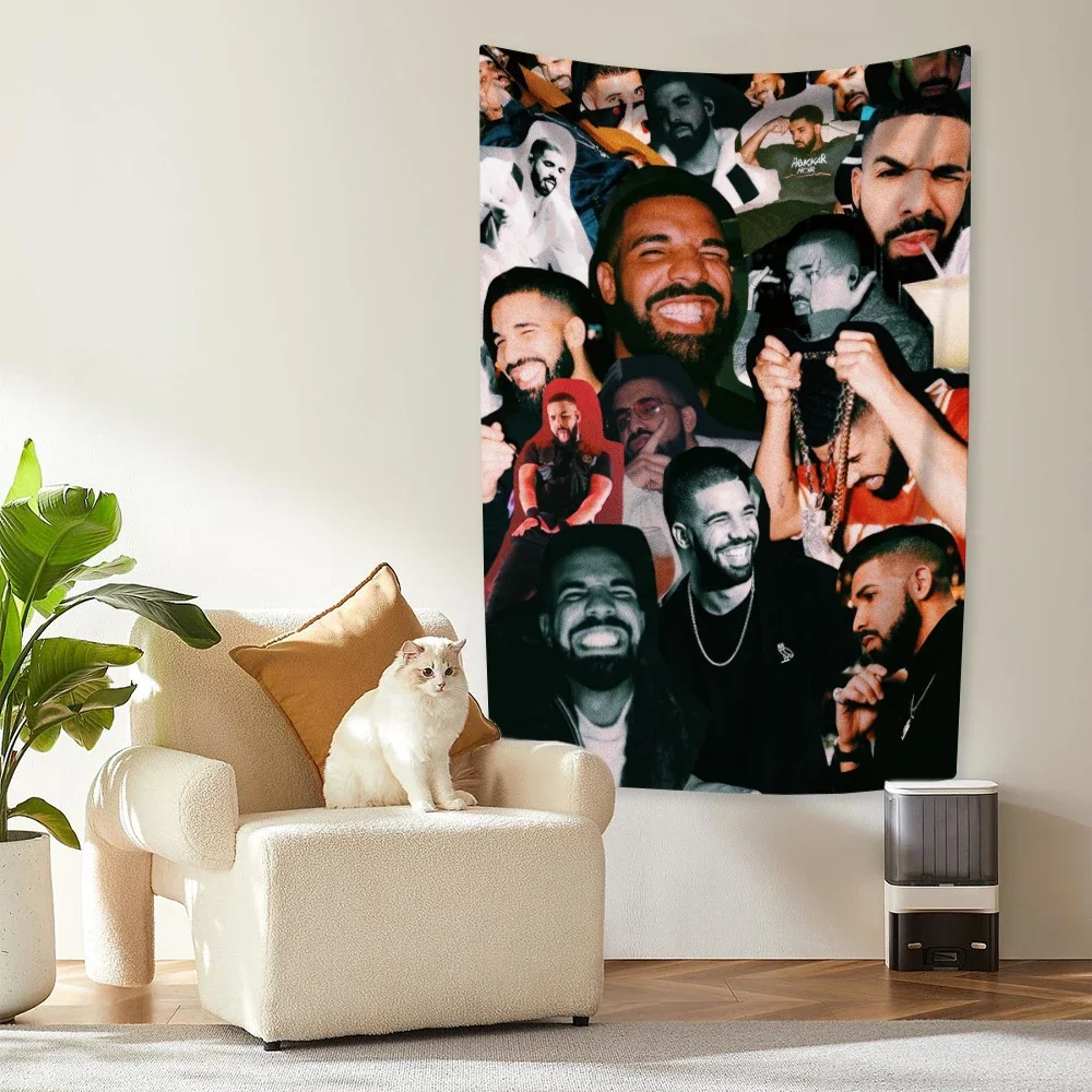 

Rapper Tapestry Drake Pop Singer Poster Printed Wall Hanging Home Decor Large Fabric Bedroom Background Cloth Birthday Gift