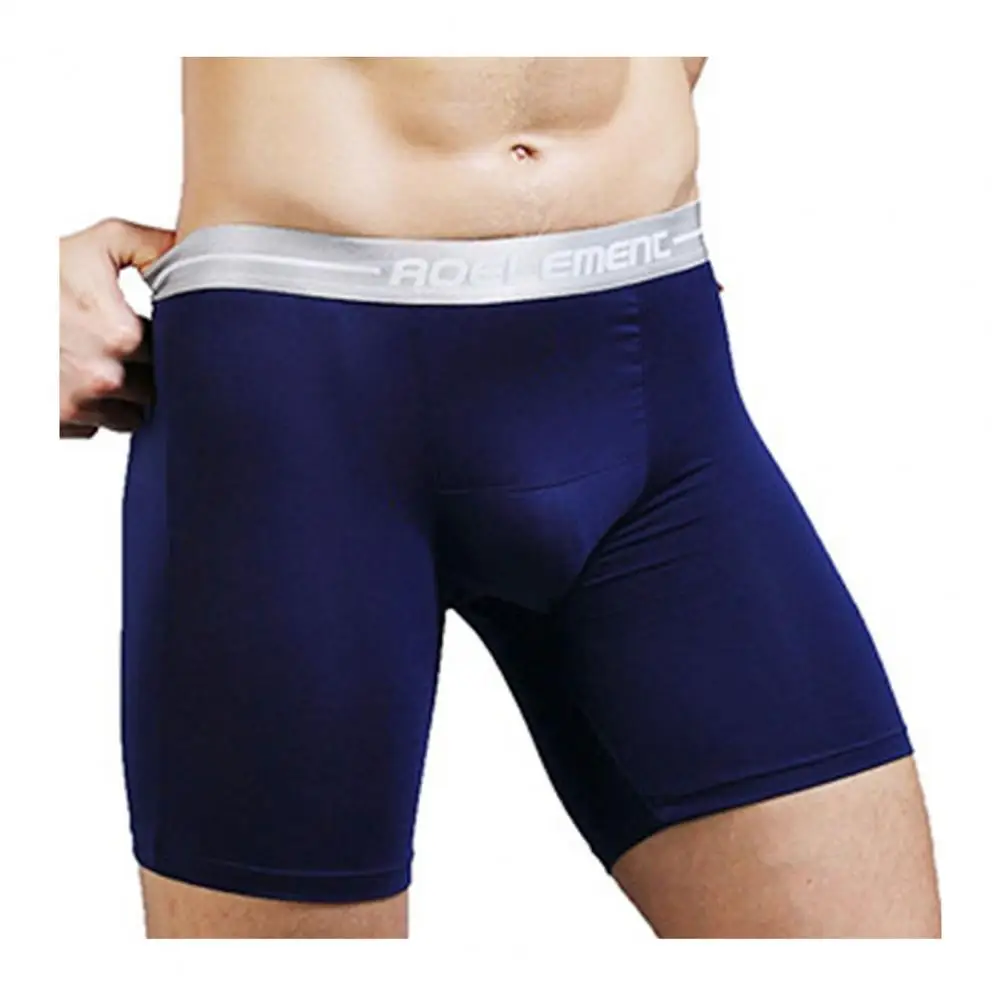 Soft Comfortable Underwear Men's Letter Print Splicing Sport Underwear Solid Breathable U Pouch Mid-rise Shorts for Active