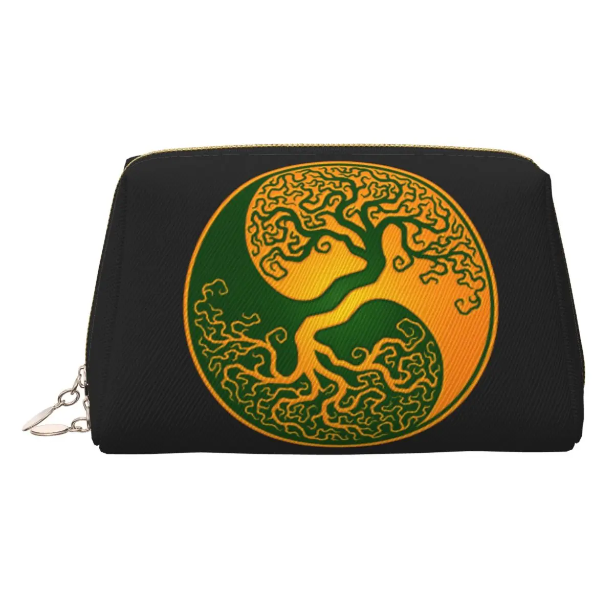 

Yellow And Green Tree Of Life Yin Yang Women Cosmetic Bags Travel Makeup Organizer Pouch Toiletry Storage Dopp Kit Case