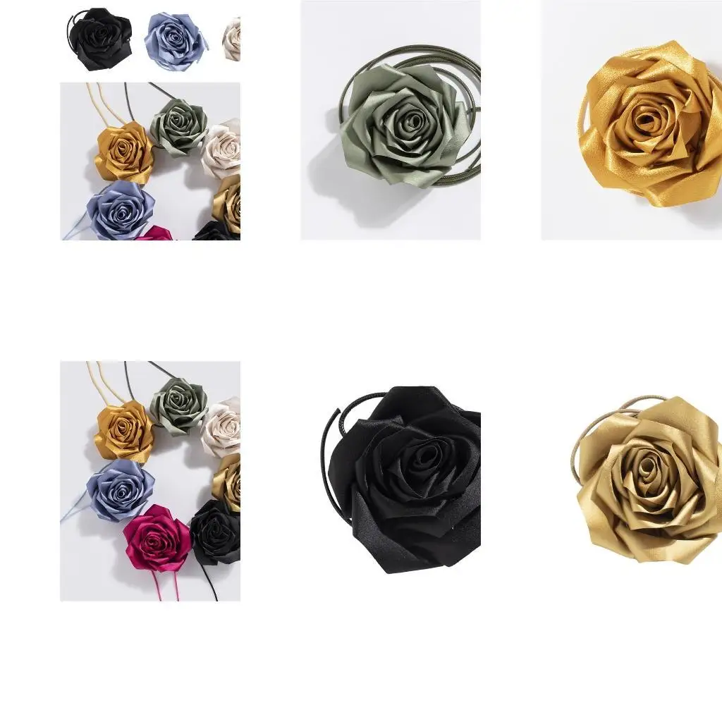 

39BB Casual Flower Knot Waist Belt Large Fabric Rose Waist Rope Elastic Waist Strap Vintage Body Waist Belt for Dress Pants