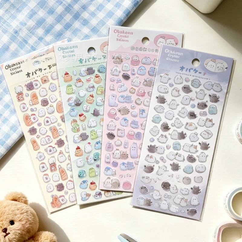 

3D Crystal Stickers,Cute Little Ghost Kawaii Puffy Sticker, DIY Craft Phone Decoration, Kids Reward, 3D Relief Embossed