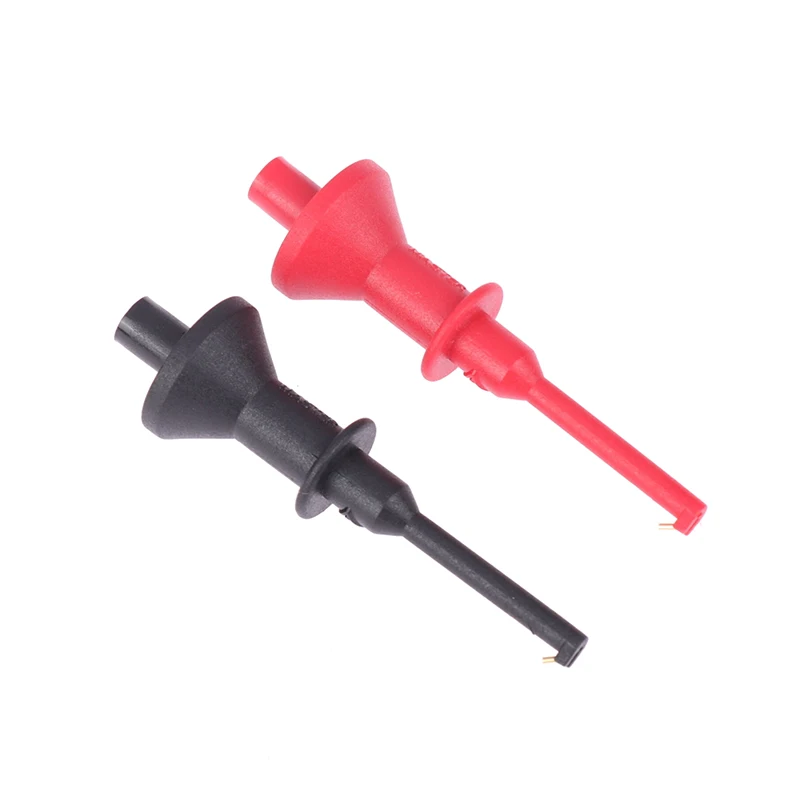 2Pcs Multimeter Probe Hook 4mm Threaded Socket Smd Ic Clamp Spring Damage Test Gilding Threaded Telescopic Flexible Probe Tools