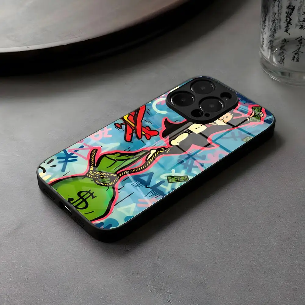 Funda de cristal para teléfono Richie de dibujos animados para IPhone 16 15 adecuada para 58-68 14 Pro Max 13 12 Mini 11 X XS XR 8 Plus para Samsung S 2