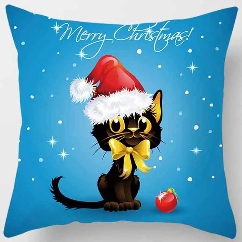 Christmas  Cats with The Apples Pillow Covers Short Plush High Quality Thick Two Sides Printed Pattern Pillow Cases image 3