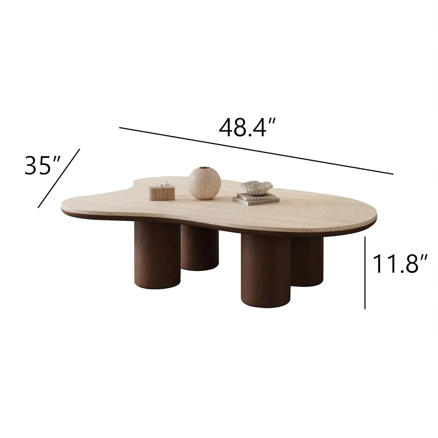 Cloud Shape Coffee Table, Walnut Wood Coffee Table For Living Room, Irregular Indoor Tea Table, 48.4" Modern Home, Customized