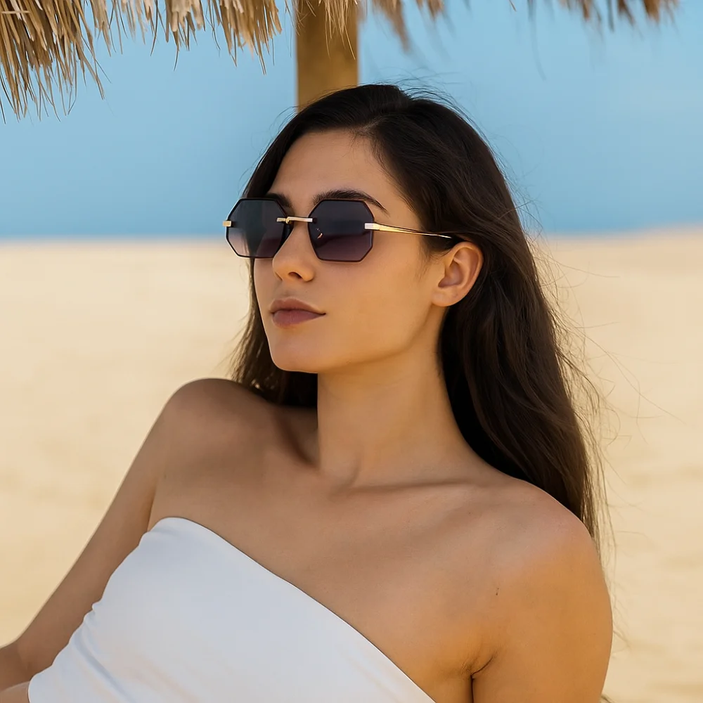 

Personalized Multicolor Sun Glasses Lightweight Vision Care Frameless Sunglasses Vintage Fashion Men UV400 Eyewear Outdoor