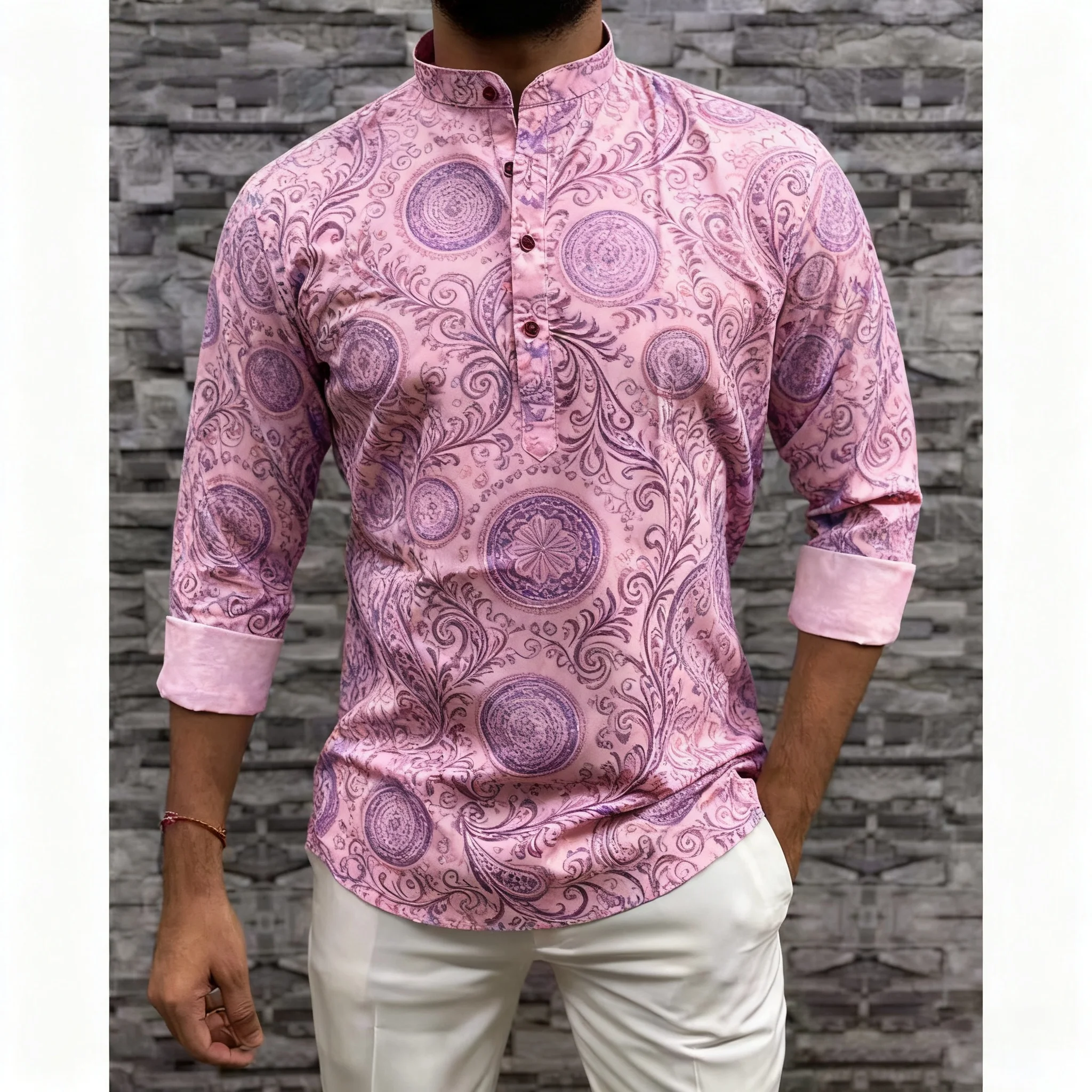 2026 قمصان الرجال المسلمين الصلاة الملابس الفاخرة النمط الأفريقي البرنز فستان مُزين بطباعة الرجال ازياء العربية Ropa Musulmana Hombre