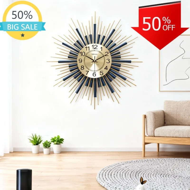 Modern Luxury Wall Clock Living Room Creative Metal Case Dining Room Bedroom Large Size Wall Clock Art Aesthetic Home Decoration