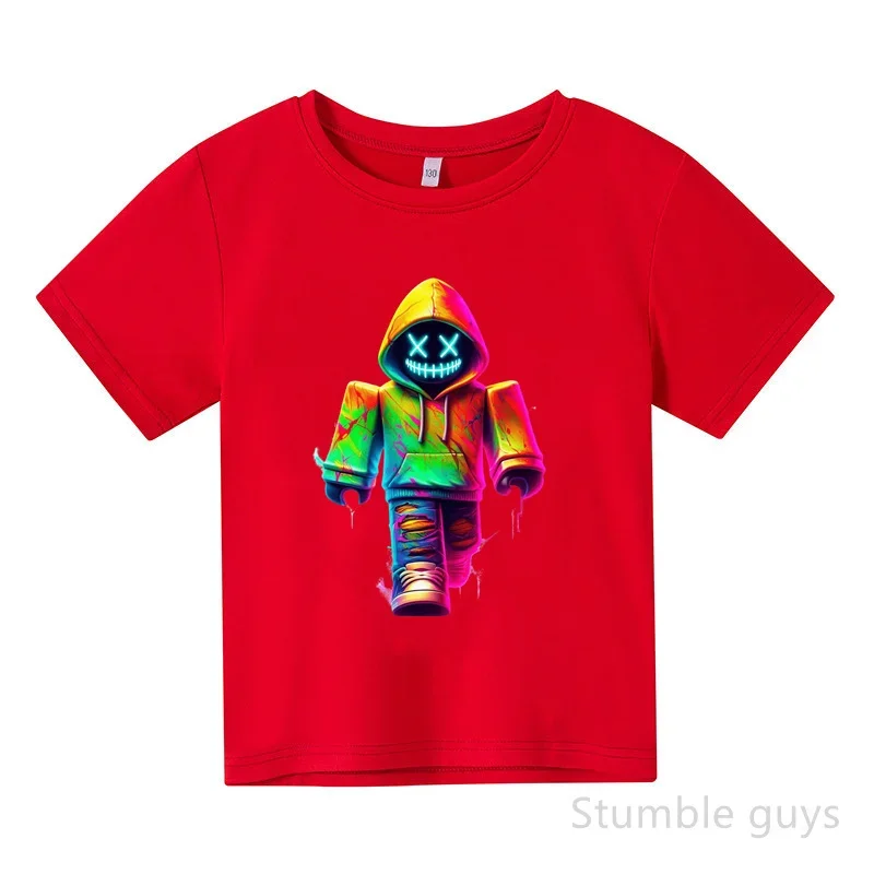

Летняя модная футболка с героями мультфильмов Roblox для детей, одежда для мальчиков, повседневная одежда для девочек в стиле аниме и игр