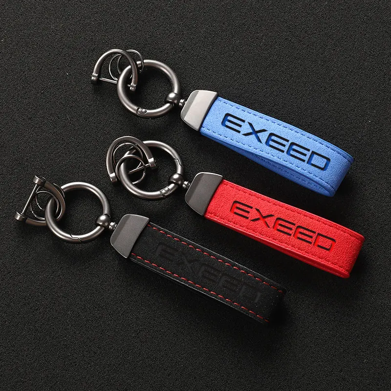 Suede Leather Car Keychain Business Gift with Logo Keyring Accessories For Chery Tiggo 7 Pro 8 Pro Exeed Tiggo 2 3x Arrizo 5 Pro