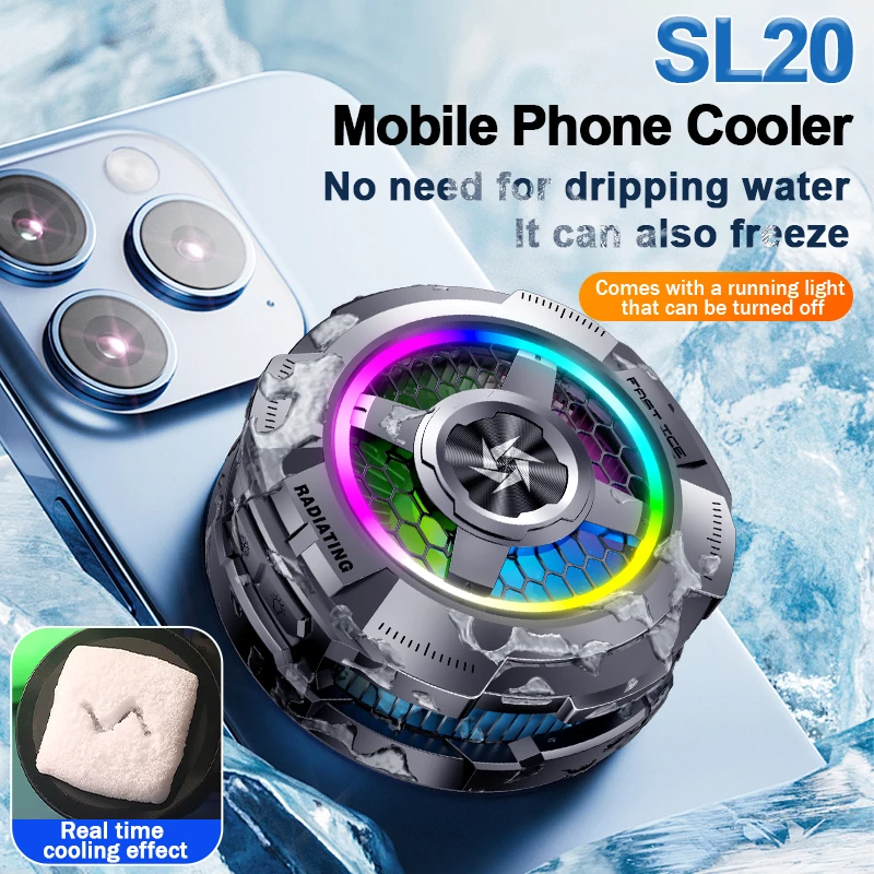 

SL20 Mobile Phone Cooler Magnetic Freeze Cool Heat Sink for IOS Android PUBG Semiconductor Cooling Fan Radiator Game Accessories