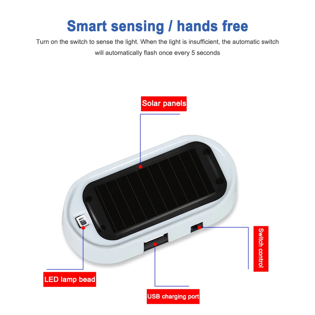 

Беспроводная предупреждающая противоугонная сигнальная лампа на солнечной энергии, синий/красный свет, мигающая имитация лампы, имитация автомобиля, светодиодная сигнальная лампа
