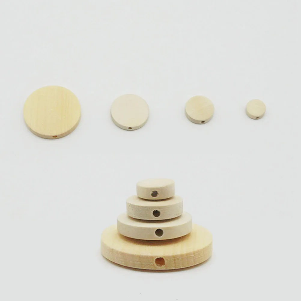 

50 Pcs Slices Unpainted Natural Round Rounds Circles Wooden Circles Straight Hole Diy Crafts Sewing Accessories