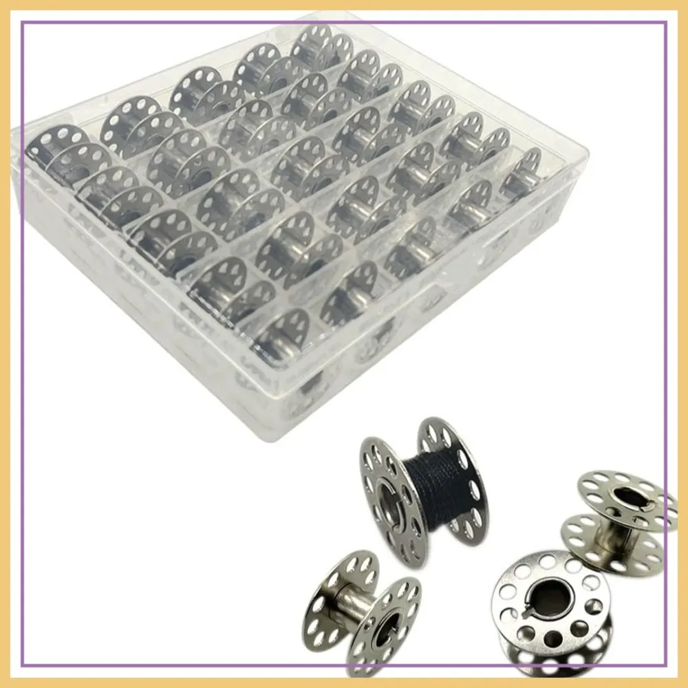 

25 Pcs Metal Sewing Machine Bobbins with Storage Box, Class 15 Universal, Compatible with Brother, Janome, Singer