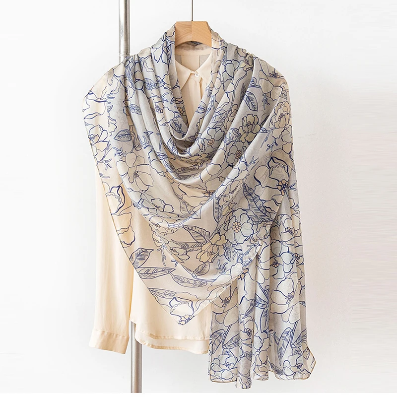 

Silk Scarf Women Long Sun Protection Breathable Neck Wrap Shawl Accessory For Beach Summer Spring Holiday Luxury