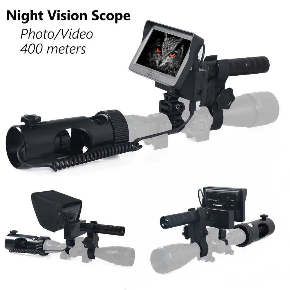 Megaorei 2 Night Vision Riflescopes 4.3 inch Display Infrared Flashlight HD 720P Video Recording DIY Hunting Night Vision Device