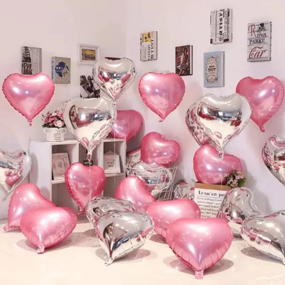 10 Stück 18 Zoll Herzförmige Folienballons Set Kaffee-Karamell Herz-Folienballons für Verlobung Geburtstag Babyparty Hochzeitsdekoration