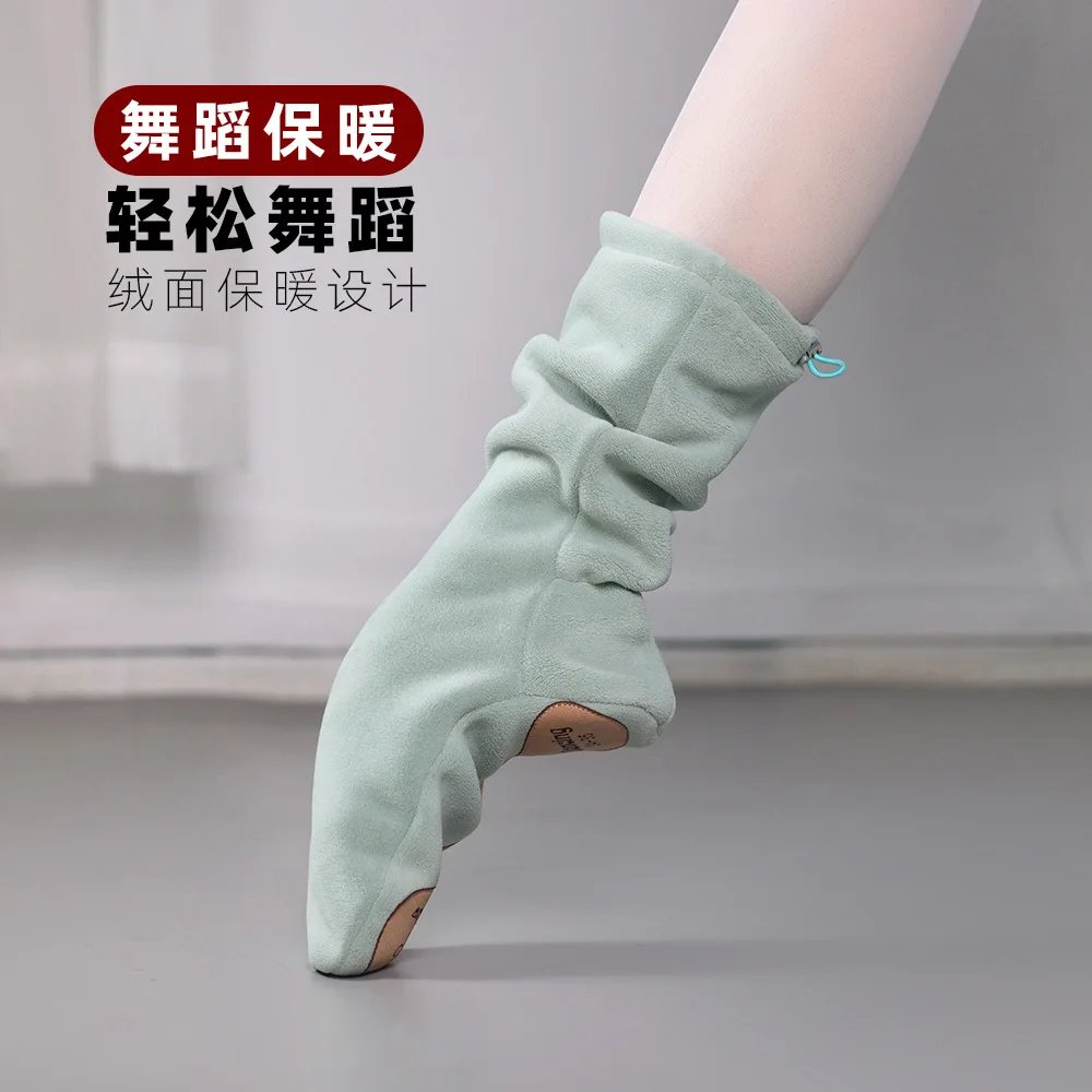 Women Warm Ballet Boots Warm Plush Boots Thermal Dance Boots Warm Up High Top Ballet Shoes Training Shoes for Winter