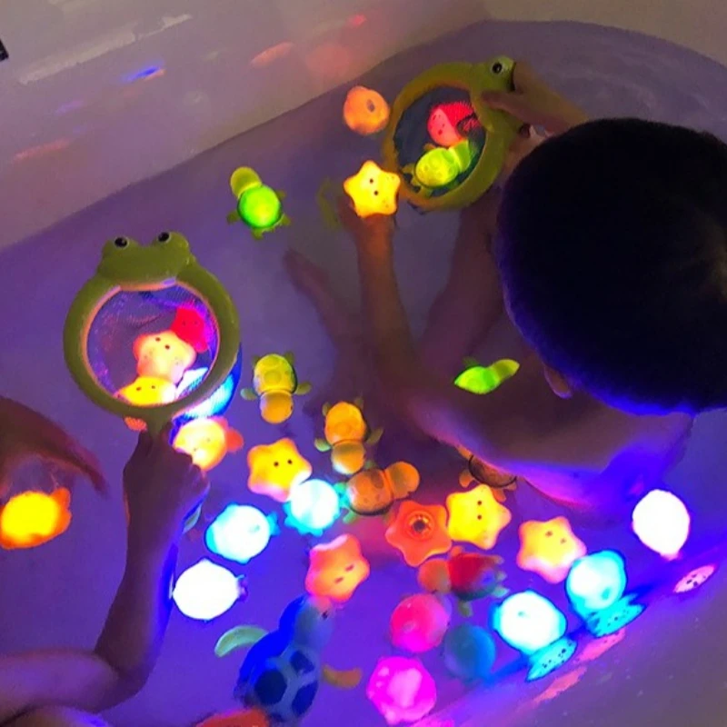 Glow-in-the-Dark Dier Drijvend Badspeelgoed voor baby's LED-verlichtend Badspeelgoed voor het bad Verjaardagscadeaus voor babyjongens en -meisjes