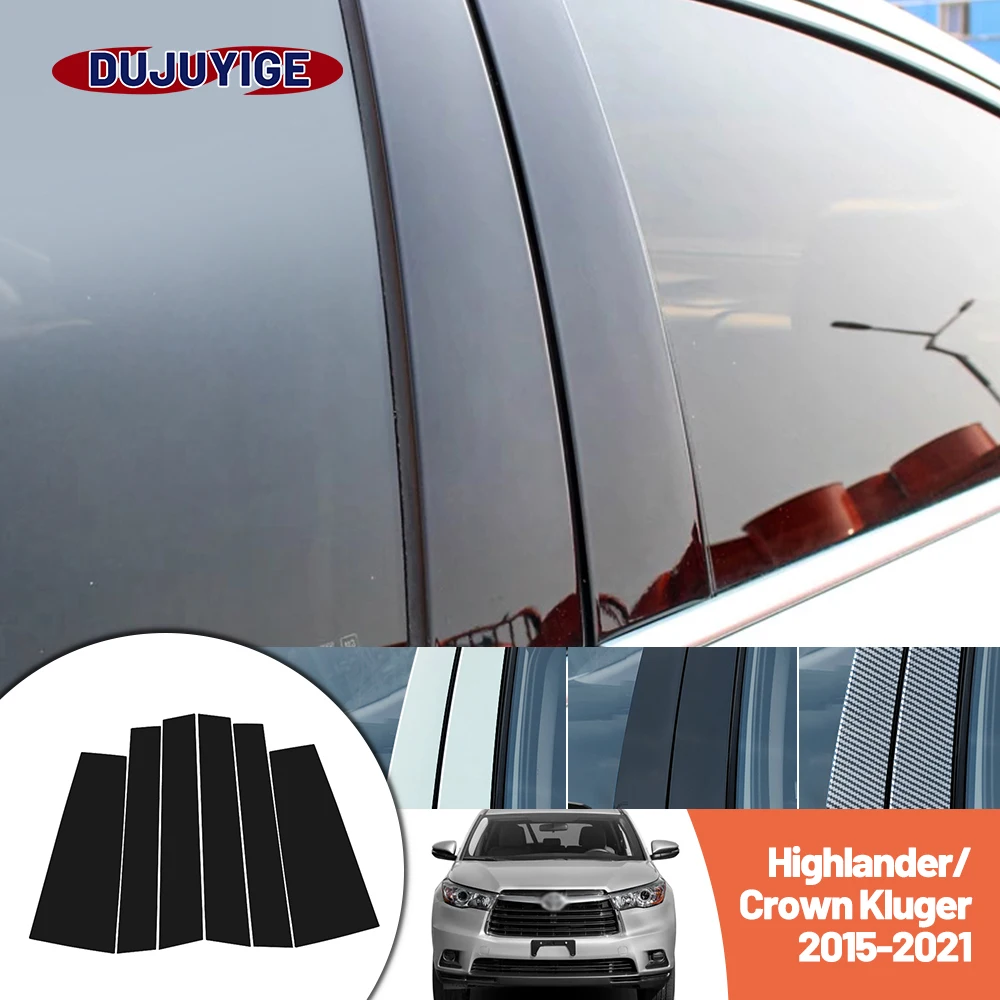 

Bright black carbon fiber door and window B C Pillar sticker suitable For Toyota Highlander Crown Kluger 2015-2021 2016