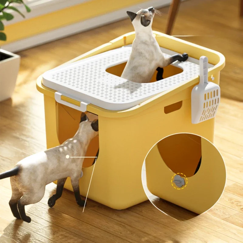 

Indoor Top Entry Cat Bedpans Leak Proof Convenient Covered Bathroom Cat Bedpans Training Toilet Arenero Gato Litter Box