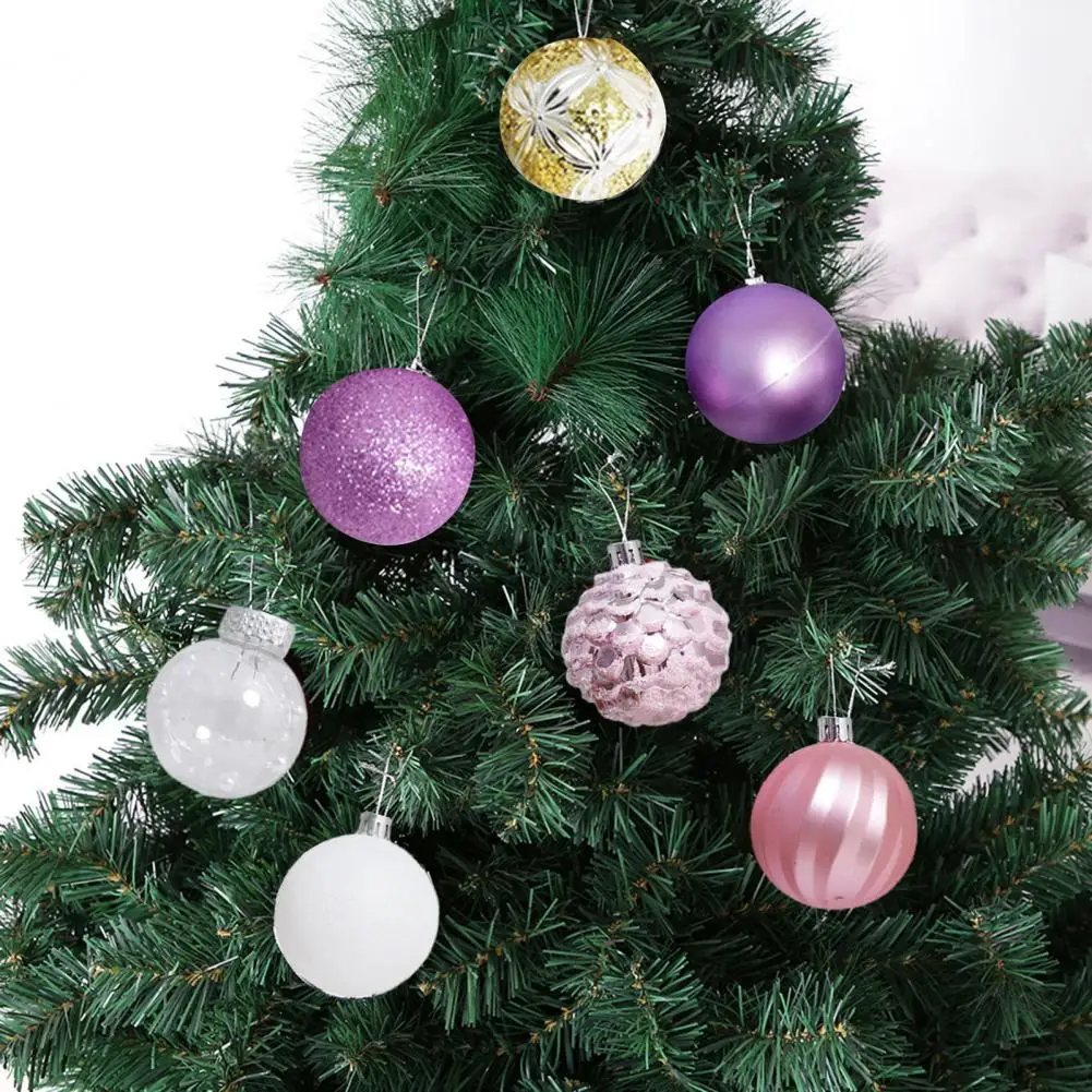 16/44Pcs Christmas Balls Ornaments Plastic Xmas Tree Hanging Ball Snowflake Sequin Ball Decoration for Holiday Home Decor