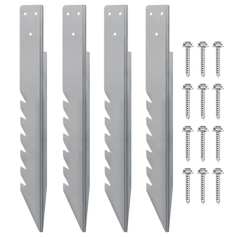 

Fence Post Anchors Thickened Fence Post Repair Kit 4 Pieces Ground Swing Stake With Screws Patio Accessories For Garden Backyard