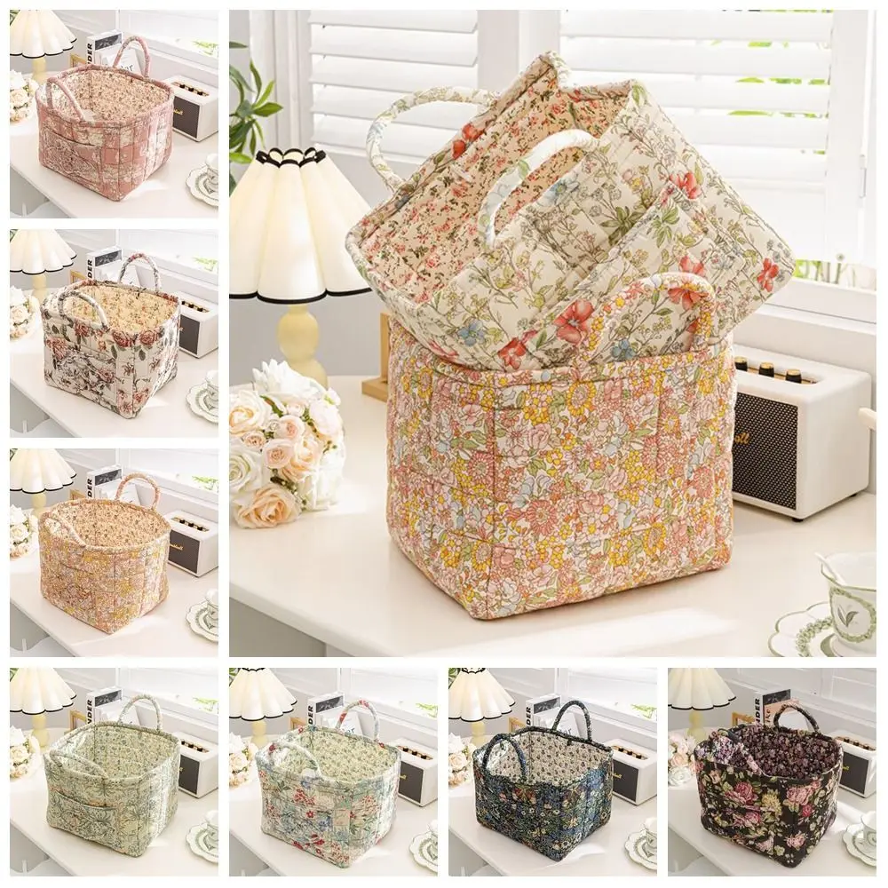 

Pastoral Style Fabric Storage Basket Washable Stackable Underwear Debris Organizing Frame Foldable Sundries Storage Organizer