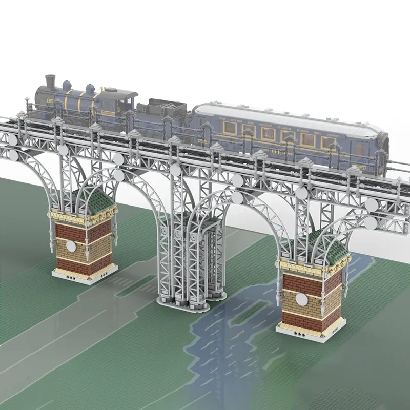 Moc tijolos de construção trem série coastertrack ferrovia bridgetechnologia blocos modulares presentes brinquedos para crianças conjuntos diy montagem
