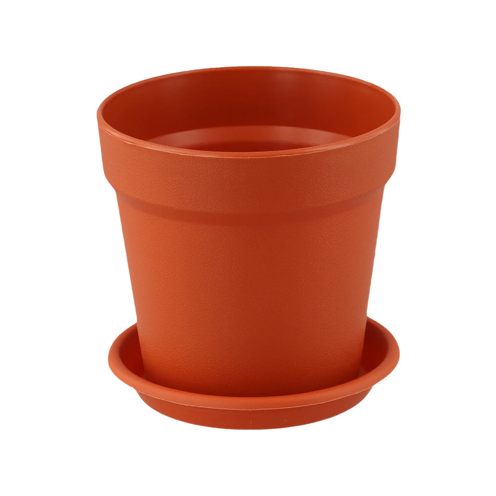 Maceta de plástico blanca con bandeja, cerámica para plantas de 9,5 cm x 9cm, resina roja, agua redonda, contenedor negro Beige, cultivo de jardín