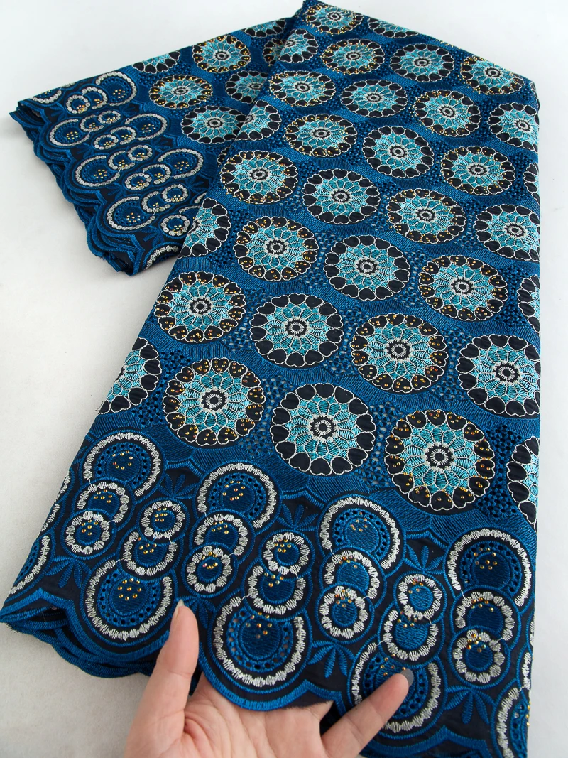 

Cotton Swiss African Lace and Fabric High Quality Nigerian Lace Embroidery Fabrics Stones Sewing For Women Dresses,5 yards 4582