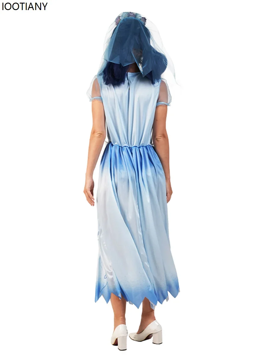 CosplayHalloween Specter Cosplay الوالدين والطفل زي الاطفال الكبار الرعب شبح العروس فستان بتصميم حالم كرنفال حفلة الدراما المرحلة فستان